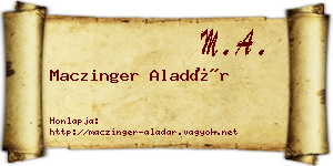 Maczinger Aladár névjegykártya